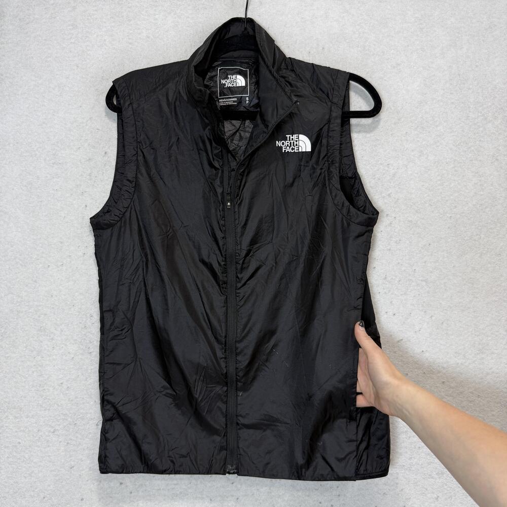The North Face Vest Mens Small Black Windbreaker Full Zip Reflective Running